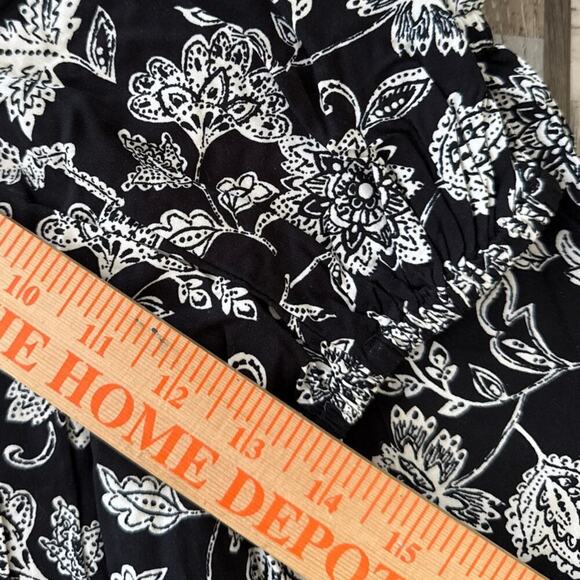 Womens Floral Puff Long Sleeve Waisted Mini Length Dress XS Swing Round Neck - Picture 8 of 10